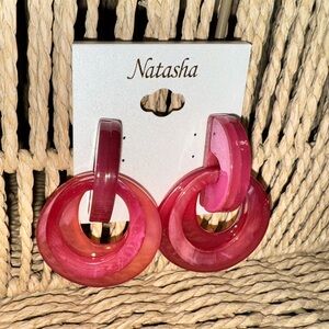Natasha Couture Pink Hoop Earrings